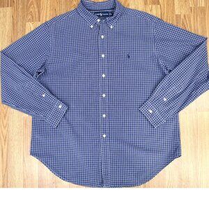 POLO RALPH LAUREN CLASSIC FIT 100% COTTON SHIRT NAVY & WHITE Sz X-LARGE, XL